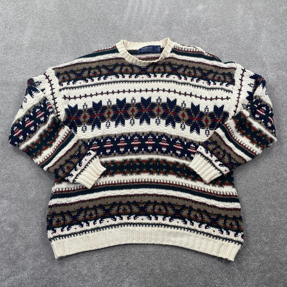 Vintage Northeast Outfitters Crewneck Pullover Sweater Men's Size L Multicolor